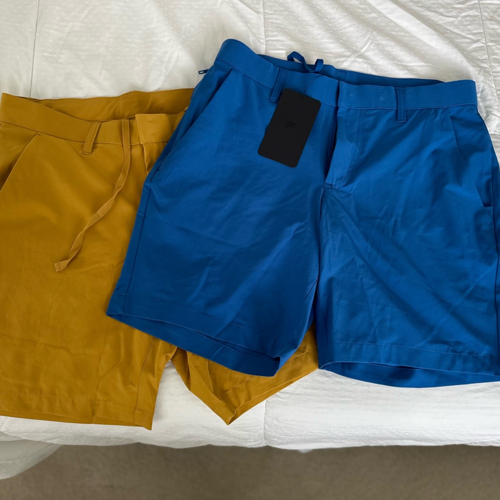 Fabletics NEW “The Only Short” Blue and Mustard Shorts XS